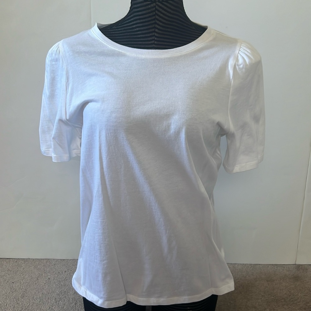 All white short sleeve top